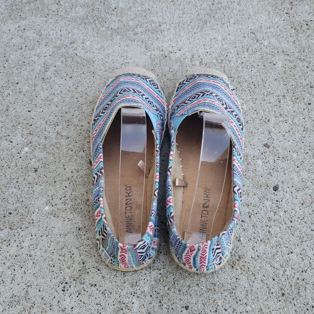 Minnetonka Pam Espadrille Slip On Loafers Size 6 Blue Arizona Handcrafted Boho
